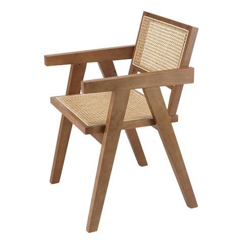 Fauteuil En Bois Dh V A Fonc Dossier Et Assise Rotin Naturel Agathe