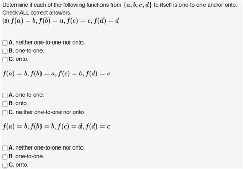 Solved Determine If Each Of The Following Functions From