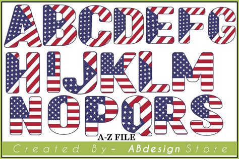 American Flag Alphabet A Z Bundle Svg Graphic By Abdesignstore