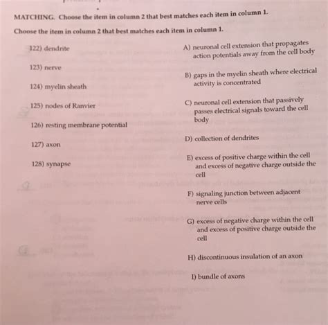 Solved Matching Choose The Item In Column That Best Chegg