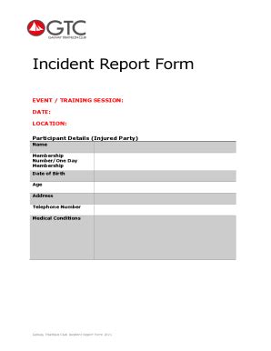 Fillable Online Incident Report Form Template Fax Email Print Pdffiller