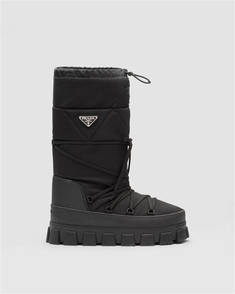 Black Re Nylon Gabardine Apr S Ski Boots Prada