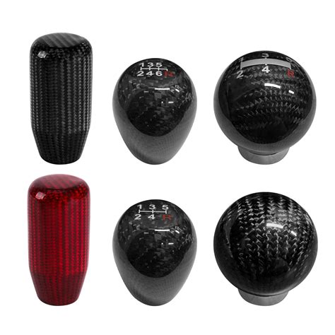 Real Carbon Fiber Jdm Gear Shift Knob 56 Speed Round Ball Shape Manual Transmission Shifter