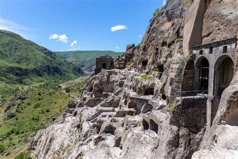 Vardzia Cave Monastery Complex In Georgia Mountain Slope With Caves