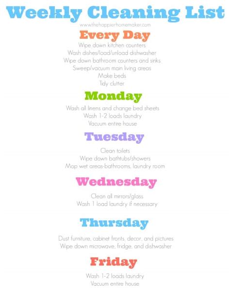 Daily Cleaning Schedule The Happier Homemaker