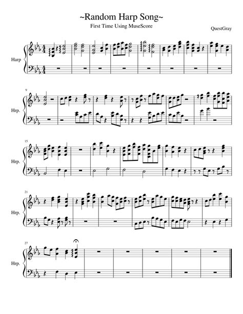 Peaceful Harp Song Sheet Music For Piano Flute Harp Mixed Trio