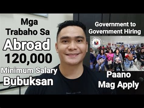 Mga Trabaho Na May Minimum Salary Sa Abroad Bubuksan