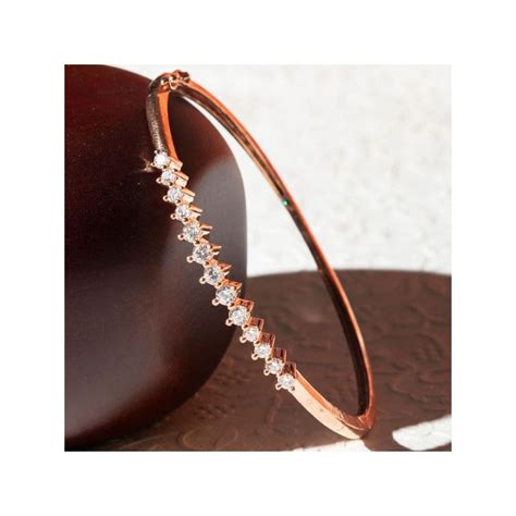 Priyaasi Rose Gold Plated American Diamond Solitaire Bracelet Buy