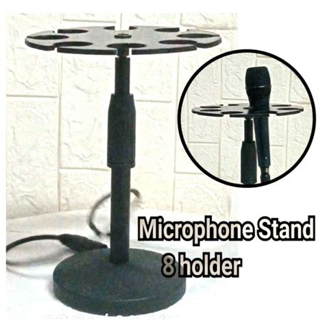 Jual Stand Mic Meja Kaki Bulat Besi Holder 8 Microphone Shopee Indonesia