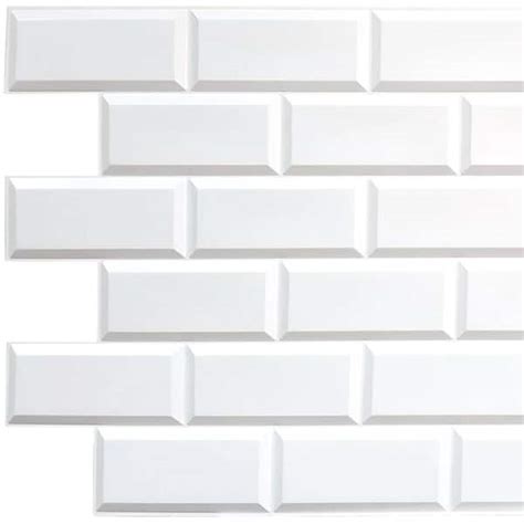 Dundee Deco 3D Falkirk Retro II 38 In X 19 In White Faux Bricks PVC