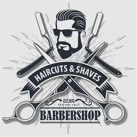 Barber Shop Poster Template With Bearded Men Stock Vector