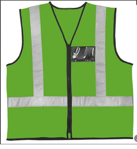 Polyester Sleeveless Green Reflective Jacket For Traffic Controlconstruction Size Medium At