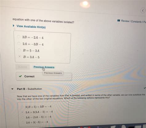 Solved Part C Solving For The Variables We Now Have An