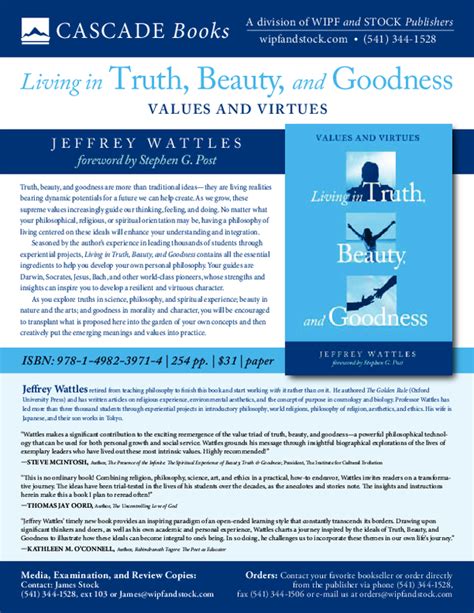 Pdf Living In Truth Beauty And Goodness