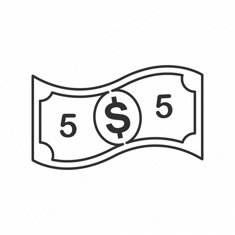 5 Dollar Bill Outline