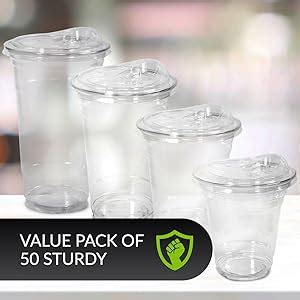 Amazon Pami Clear Oz Plastic Cups With Sip Lids Pack Of