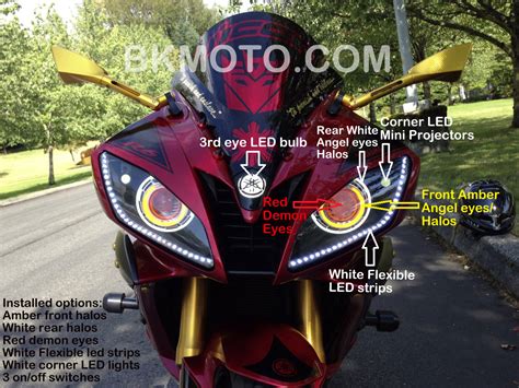 2006 2016 Yamaha R6 HID BiXenon Projector Kit With Angel Eyes Halo MC MH1