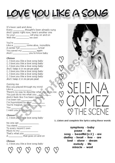 Love You Like a Song - ESL worksheet by Cris M