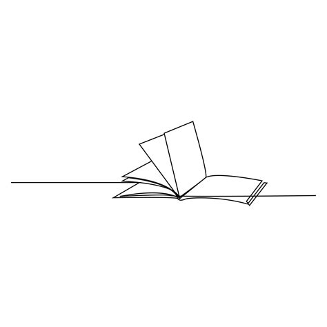 Book Continuous One Line Drawing Open Book With Flying Pages Vector