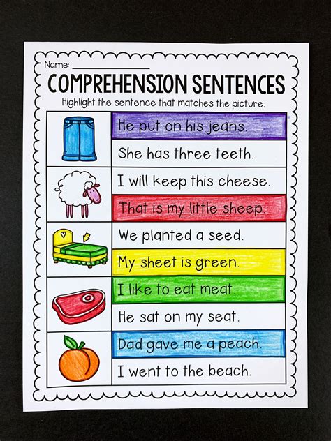 Comprehension Sentences For Short Vowel And Long Vowel Words Short