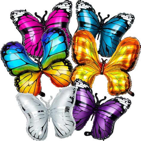 6 Pieces Butterfly Foil Balloons Butterfly Fairy Balloon Butterfly