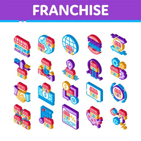 Franchise Business Isometric Icons Set Vector Vector Art At