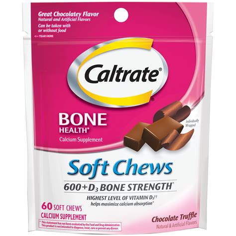 Caltrate Bone Health 600d3 Chocolate Calcium Soft Chews 60 Ct