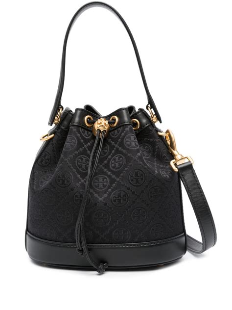 Tory Burch T Monogram Bucket Bag In Black Modesens