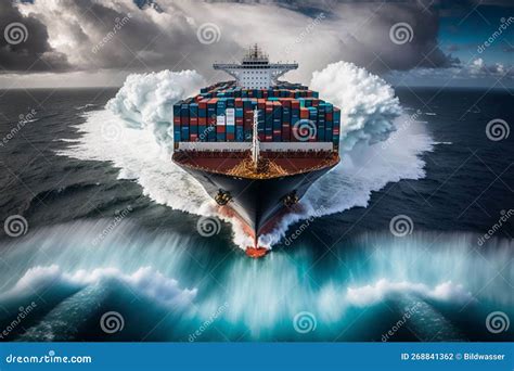 Loaded Container Cargo Ship Of The See Generative Ai Stock