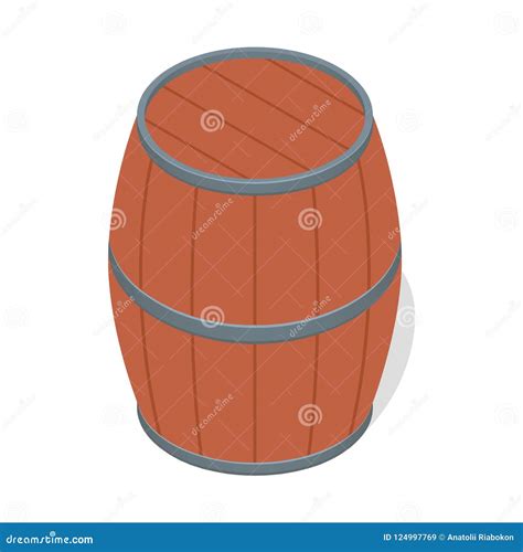 Wood Barrel Of Beer Icon Isometric Style Stock Illustration