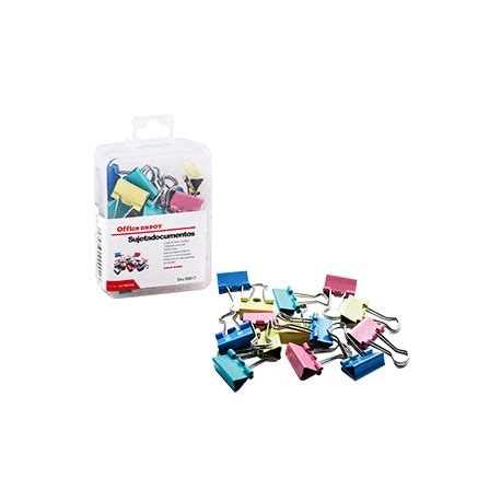 SUJETA DOCUMENTOS 15MM COLORES SURTIDOS CAJA 24PZ