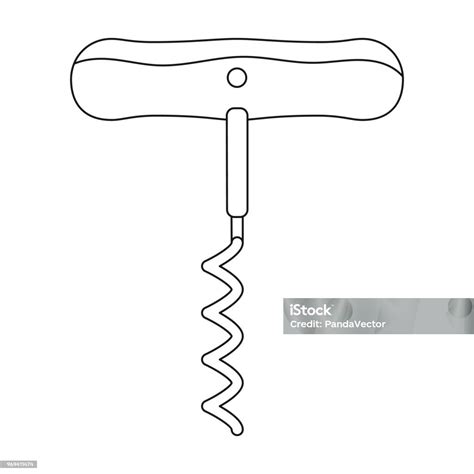흰색 배경에 고립 개요 스타일에서 코르크 마 개 뽑 아이콘 와인 생산 기호 재고 웹 벡터 일러스트 레이 션 0명에 대한 스톡