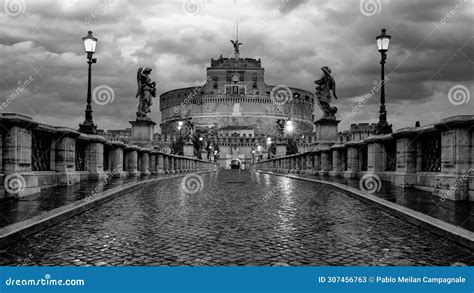 Ponte Sant Angelo With Castello Sant Angelo In Background Editorial