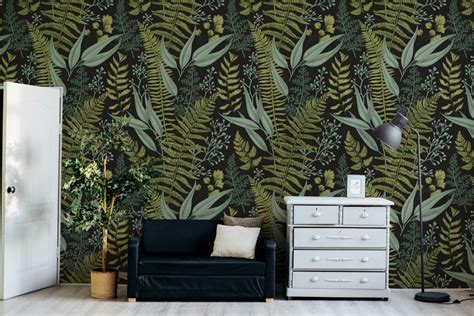 Fern Botanic Removable Wallpaper Floral Peel And Stick Etsy In 2021