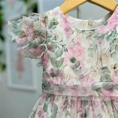 Vestido Infantil De Festa Feminino Petit Cherie Verde Floral Sobrep E