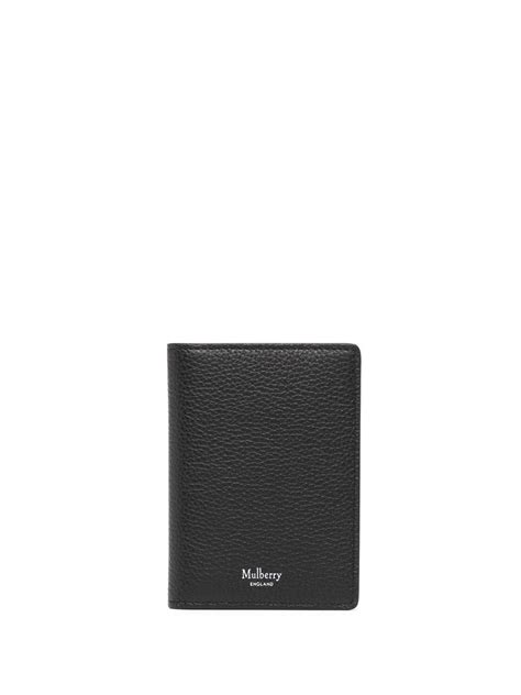 Mulberry Bi Fold Logo Embossed Wallet Black Farfetch Uk