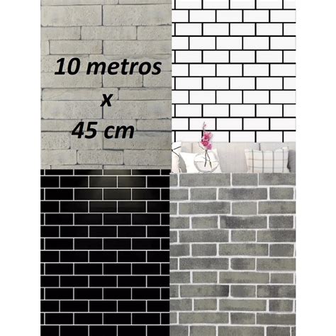 Papel De Parede 3D 10 METROS X 45CM Adesivo Autocolante Tijolo