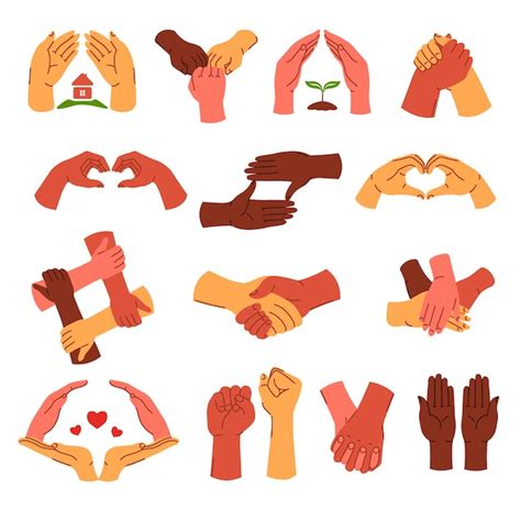 Premium Vector Hands Gestures And Symbols Unity And Love Vector