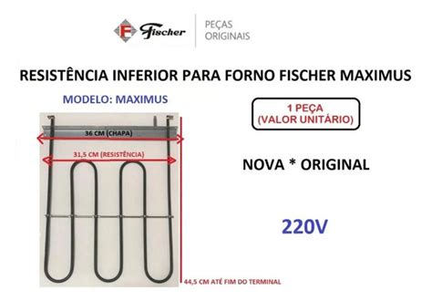 Resistencia Inferior Forno Fischer Maximus 230v 1200w Outros