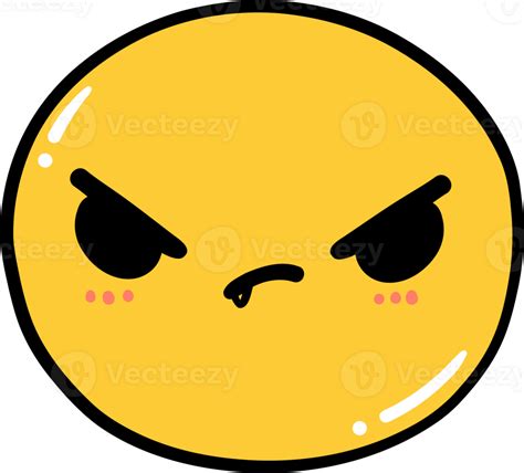 Cute Angry Emoji Kawaii Emoticon Doodle Outline 28177775 Png