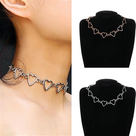 Collier ras du cou en forme de cœur pour Femme bijou creux coréen