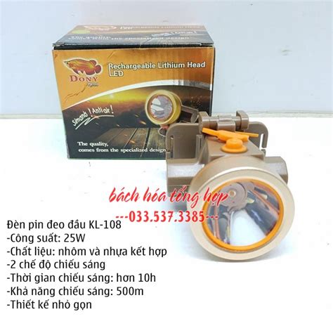 Đèn đội đầu chống nước, đèn pin sạc điện KL 108 đội đầu tiện lợi ...