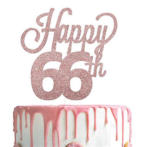 Lingteer Happy 66th Birthday Cake Topper Cheers To 66th Birthday 66