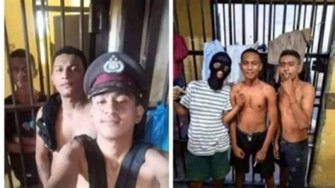 Viral Foto Selfie Tahanan Merokok Dan Pakai Topi Polisi Begini