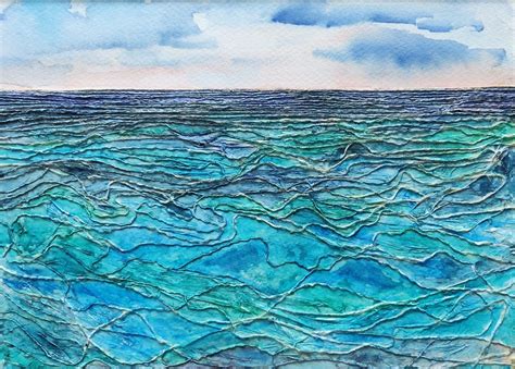 Light Across Oceans” Watercolour Mixed Media Louise Barson Framed £