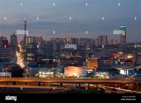 City Skyline By Night Johannesburg South Africa Stock Photo Alamy