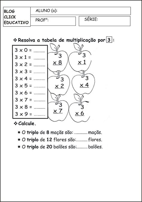 ATIVIDADE DE MULTIPLICAÇÃO BÁSICA Clicks Educativos