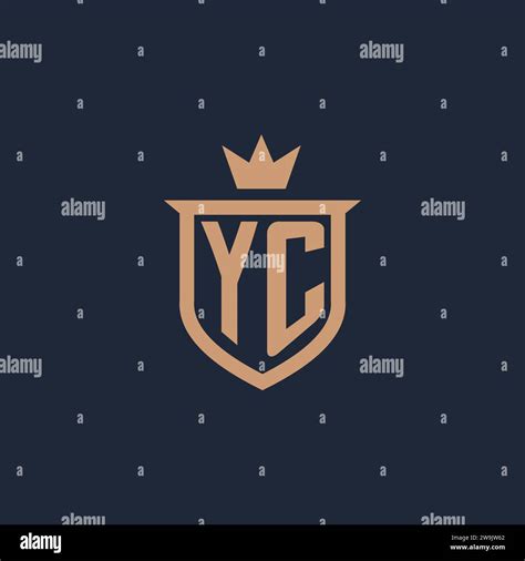 YC Monogram Initial Logo With Shield And Crown Style Design Ideas Stock