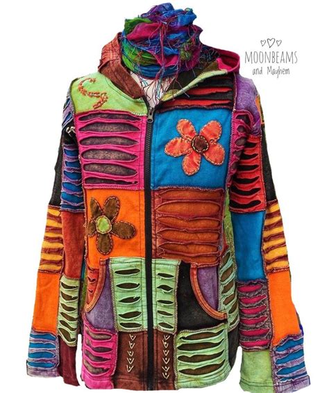 STRIKING APPLIQUE FLOWER HIPPIE PATCHWORK JACKET COAT S M L XL