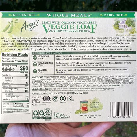 Amys Veggie Loaf Meal Veggiepattytastetest